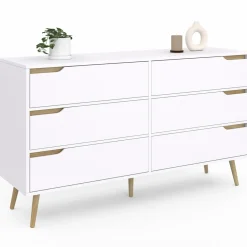 Grande commode blanche scandinave avec 6 tiroirs*IDMarket Discount
