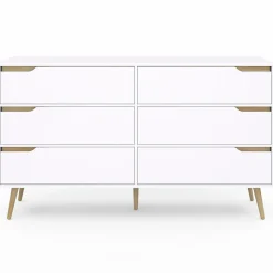 Grande commode blanche scandinave avec 6 tiroirs*IDMarket Discount