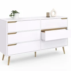 Grande commode blanche scandinave avec 6 tiroirs*IDMarket Discount