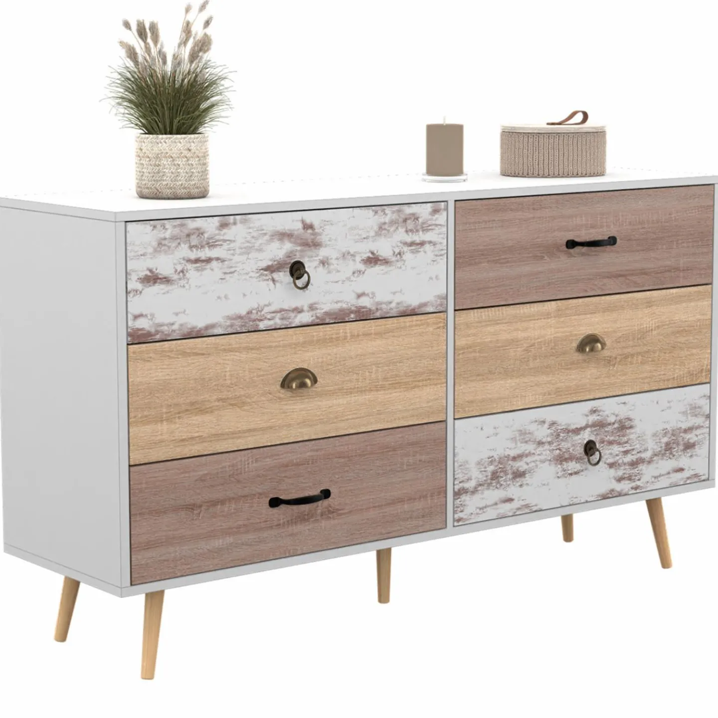 Grande commode scandinave XXL 6 tiroirs*IDMarket Outlet