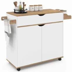 Grande desserte cuisine blanche et bois avec placard et tiroir*IDMarket Clearance