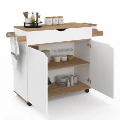 Grande desserte cuisine blanche et bois avec placard et tiroir*IDMarket Clearance