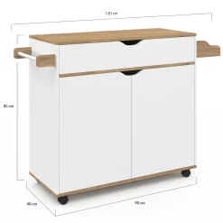 Grande desserte cuisine blanche et bois avec placard et tiroir*IDMarket Clearance