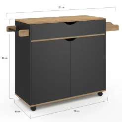 Grande desserte de cuisine noire et bois avec placard et tiroir*IDMarket Outlet