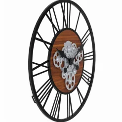 Grande horloge murale industrielle 60 cm avec engrenages*IDMarket Discount