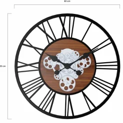 Grande horloge murale industrielle 60 cm avec engrenages*IDMarket Discount