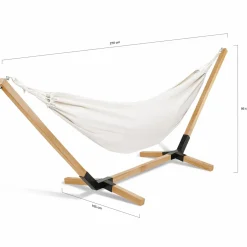 Hamac coloris écru en toile avec support bois*IDMarket