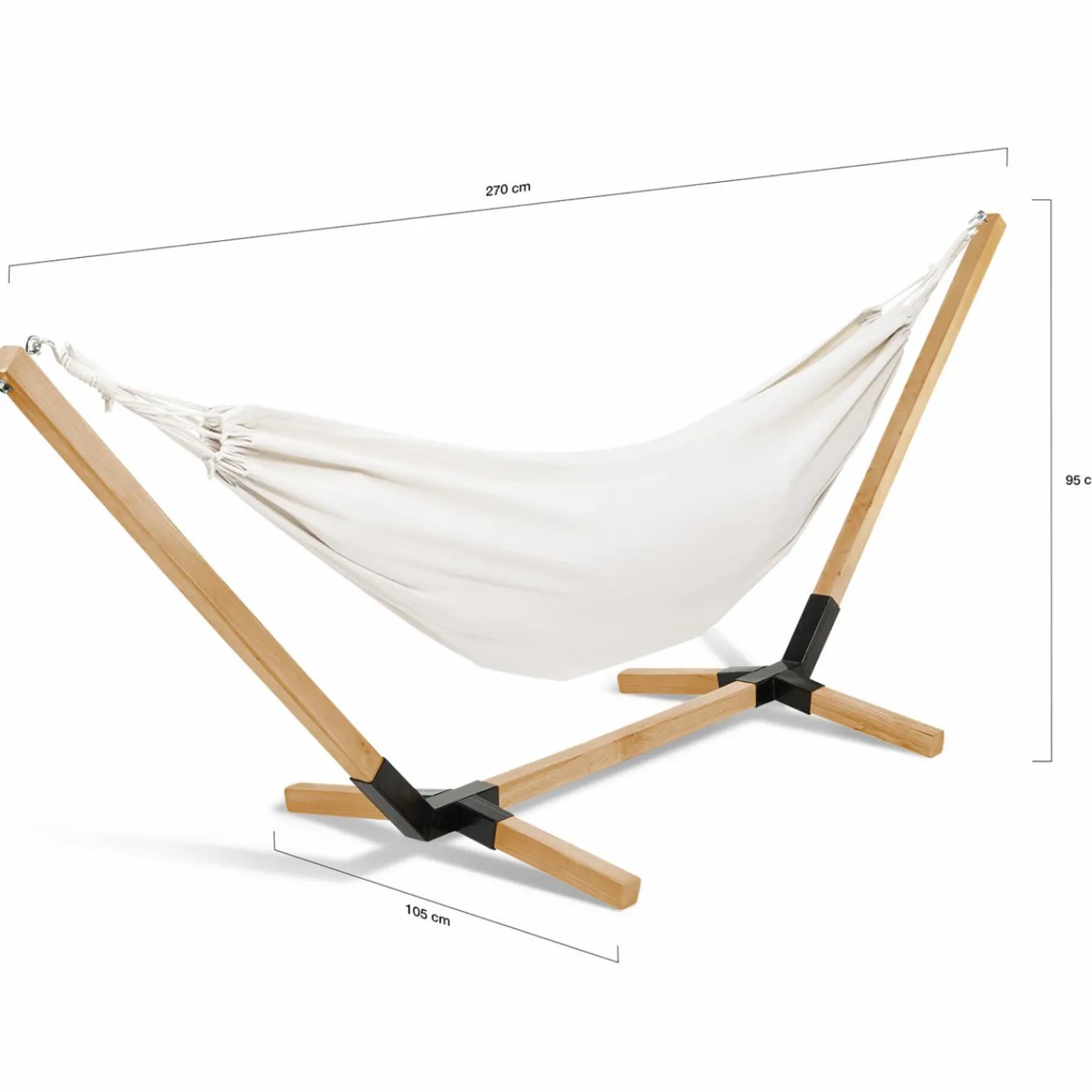 Hamac coloris écru en toile avec support bois*IDMarket