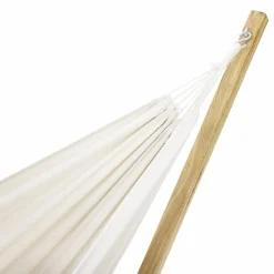 Hamac coloris écru en toile avec support bois*IDMarket