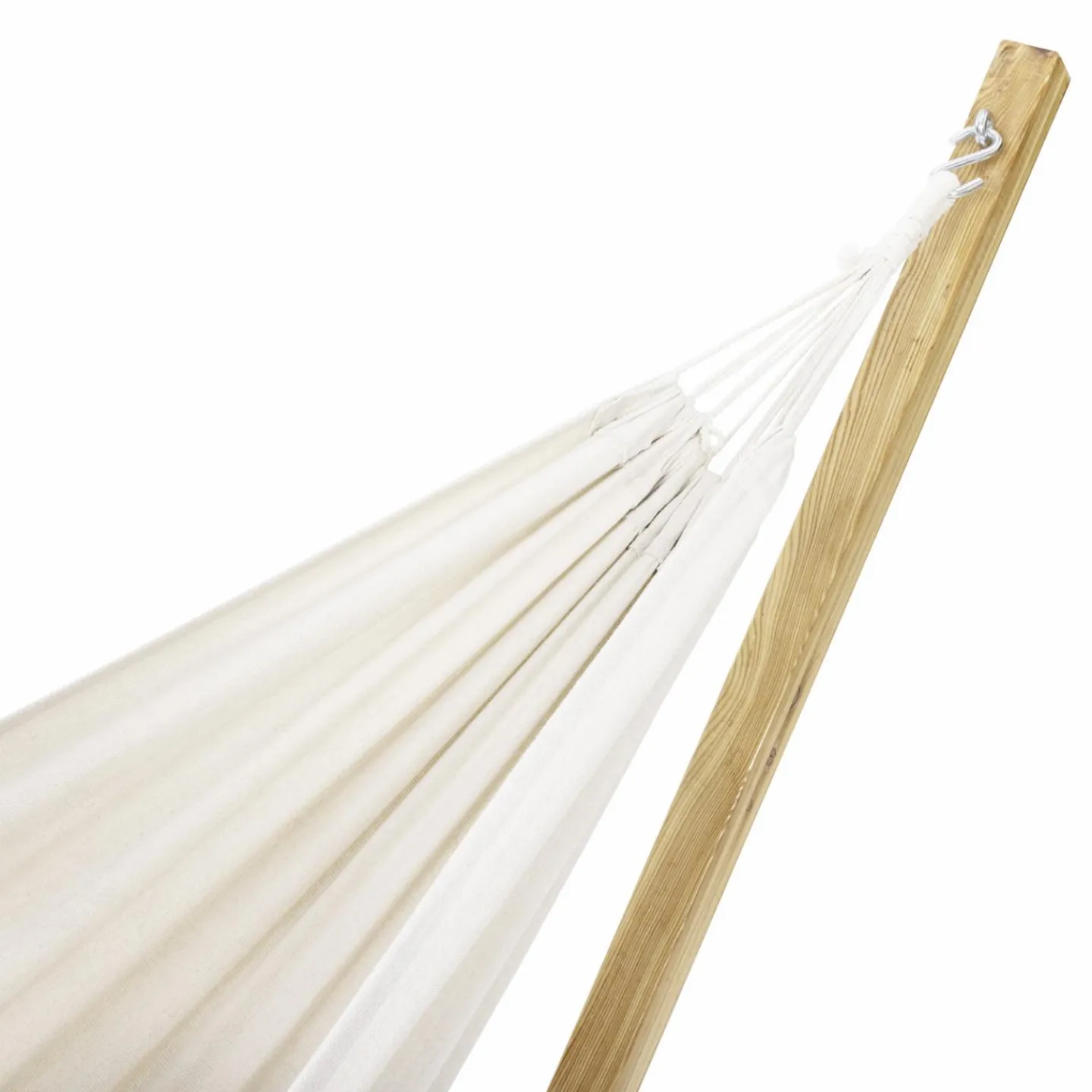 Hamac coloris écru en toile avec support bois*IDMarket