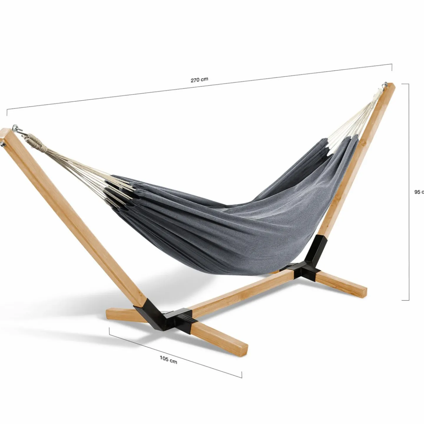 Hamac gris anthracite en toile avec support bois*IDMarket New