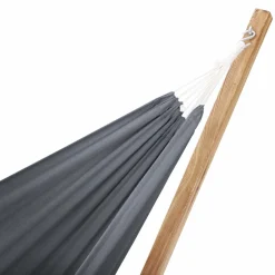 Hamac gris anthracite en toile avec support bois*IDMarket New