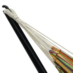 Hamac rayé rouge et jaune avec support métal*IDMarket Outlet