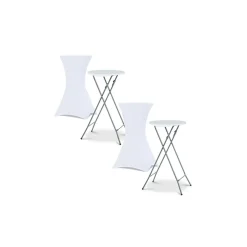 Housses blanches pour table haute de réception*IDMarket