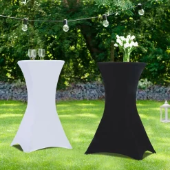 Housses blanches pour table haute de réception*IDMarket