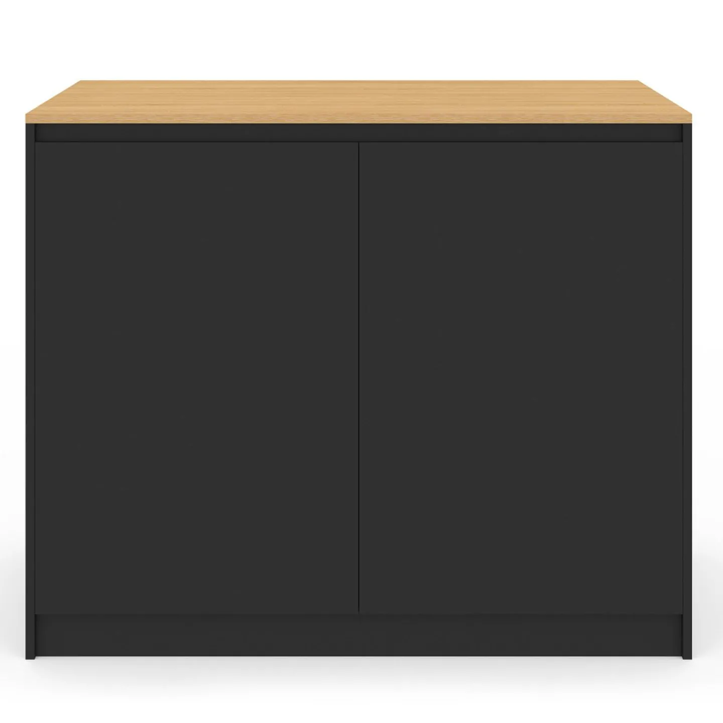 Ilot central 110 cm avec tablette relevable rectangulaire bois noir et façon hêtre*IDMarket Discount