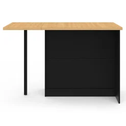 Ilot central 140 cm bois noir avec plan de travail façon hêtre*IDMarket Hot