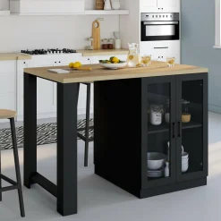 Ilot central avec plan de travail et portes vitrées 2 personnes*IDMarket Best