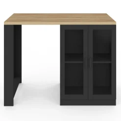 Ilot central avec plan de travail et portes vitrées 2 personnes*IDMarket Best