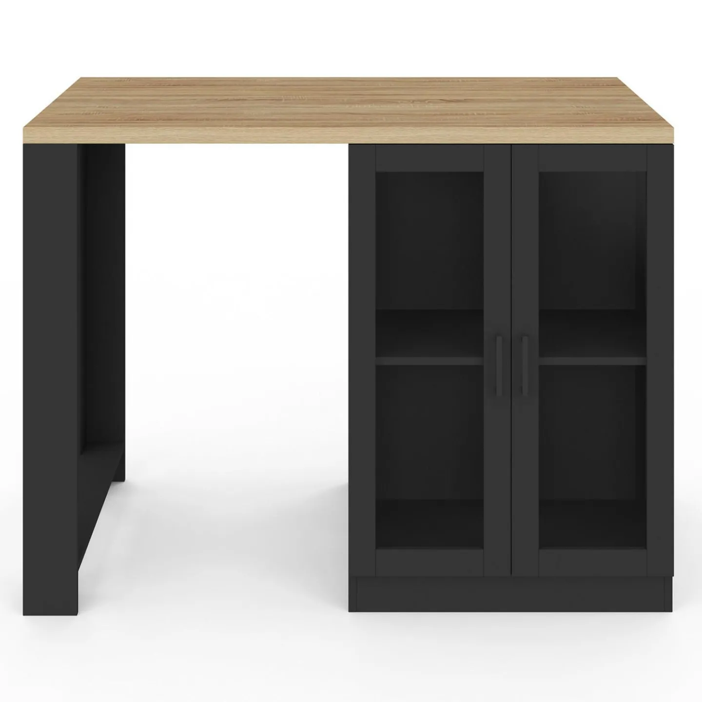 Ilot central avec plan de travail et portes vitrées 2 personnes*IDMarket Best