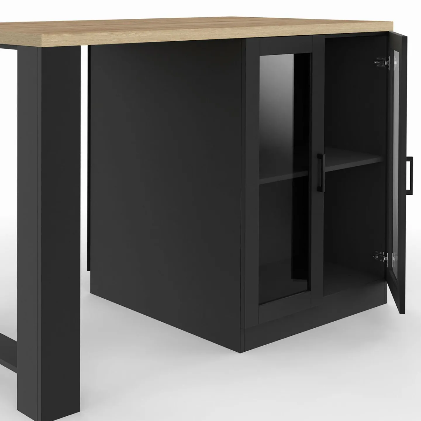 Ilot central avec plan de travail et portes vitrées 2 personnes*IDMarket Best