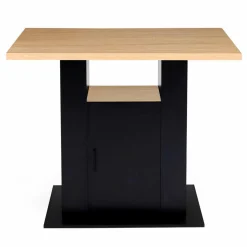 Ilot central avec rangements bois noir et imitation hêtre 110 cm*IDMarket