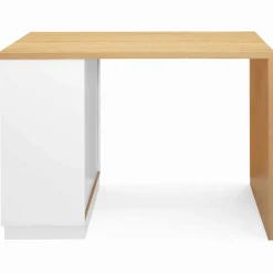 Ilot central blanc et bois 130 cm pour 4 personnes*IDMarket Discount