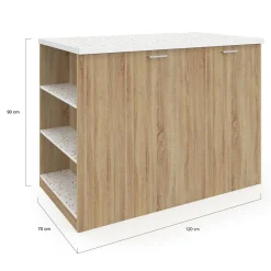 Ilot central bois avec plan de travail terrazzo*IDMarket Clearance