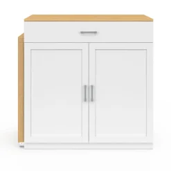 Ilot central bois blanc avec table à manger extensible*IDMarket Sale