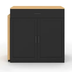 Ilot central bois et noir avec table à manger extensible*IDMarket Clearance