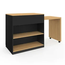 Ilot central bois et noir avec table à manger extensible*IDMarket Clearance