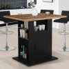 Ilot central bois noir et effet bois foncé 110 cm avec rangements*IDMarket Sale