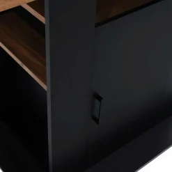 Ilot central bois noir et effet bois foncé 110 cm avec rangements*IDMarket Sale