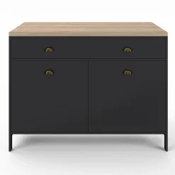 Ilot central cuisine bois et noir 120 cm*IDMarket Discount