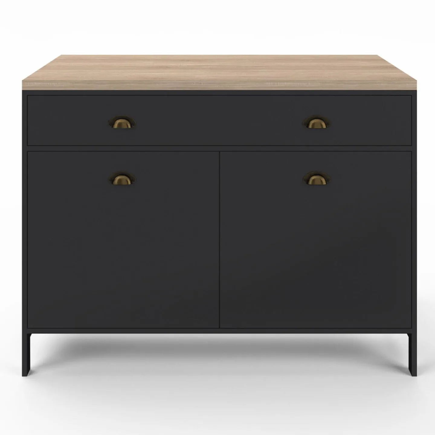 Ilot central cuisine bois et noir 120 cm*IDMarket Discount