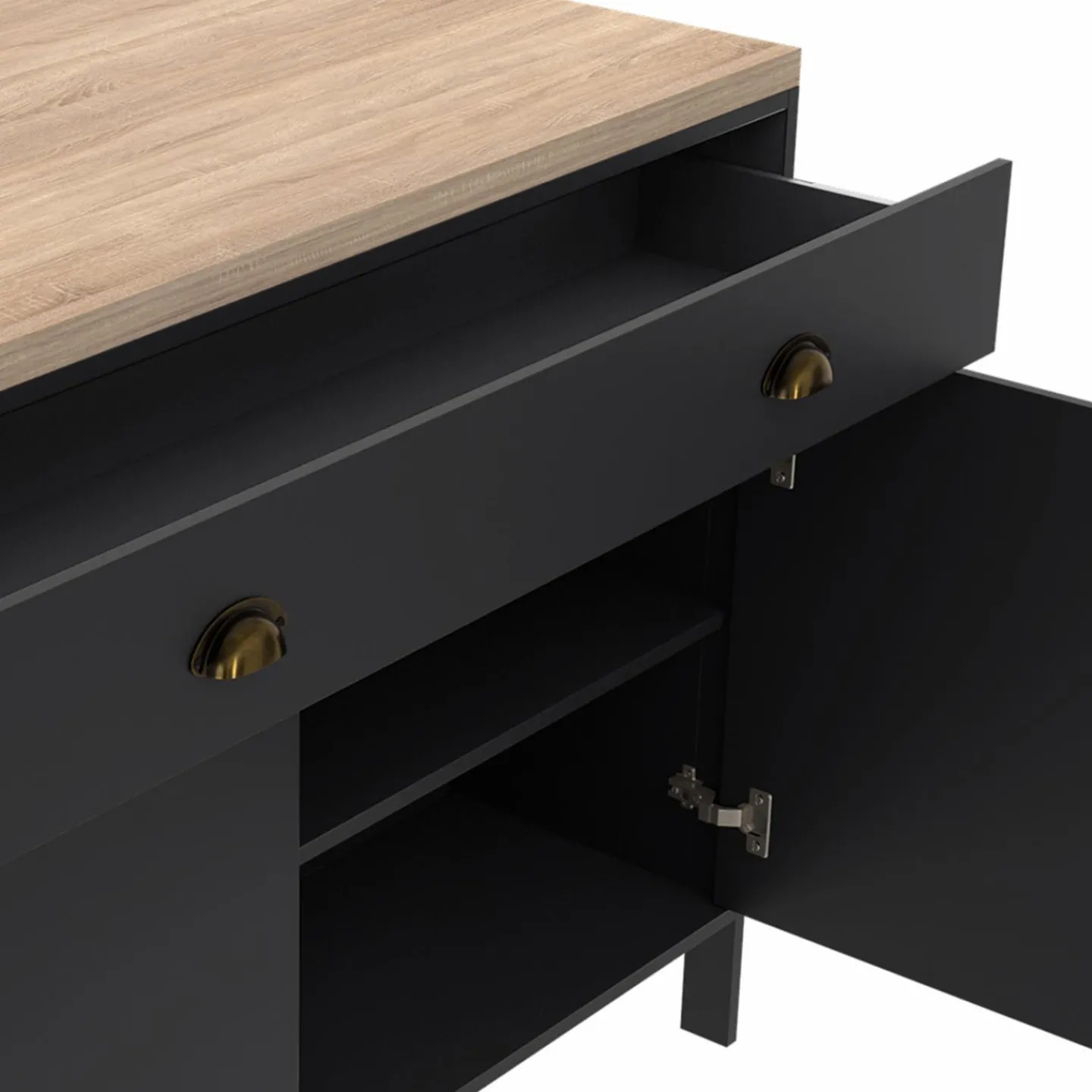 Ilot central cuisine bois et noir 120 cm*IDMarket Discount