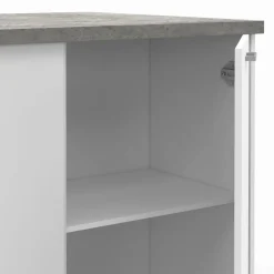 Ilot central de cuisine bois blanc et effet béton*IDMarket New