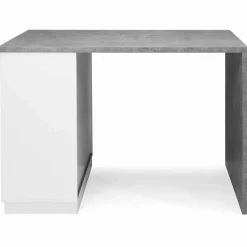 Ilot central effet béton et blanc 130 cm pour 4 personnes*IDMarket