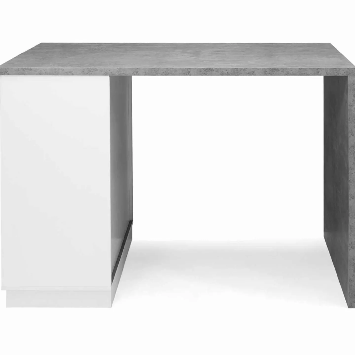 Ilot central effet béton et blanc 130 cm pour 4 personnes*IDMarket