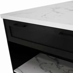 Ilot central effet marbre et noir 130 cm pour 4 personnes*IDMarket Discount