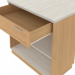 Ilot central mange-debout 4 personnes 130 cm bois et plateau effet travertin*IDMarket Clearance