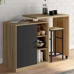 Ilot central pivotant imitation hêtre porte noire*IDMarket Sale