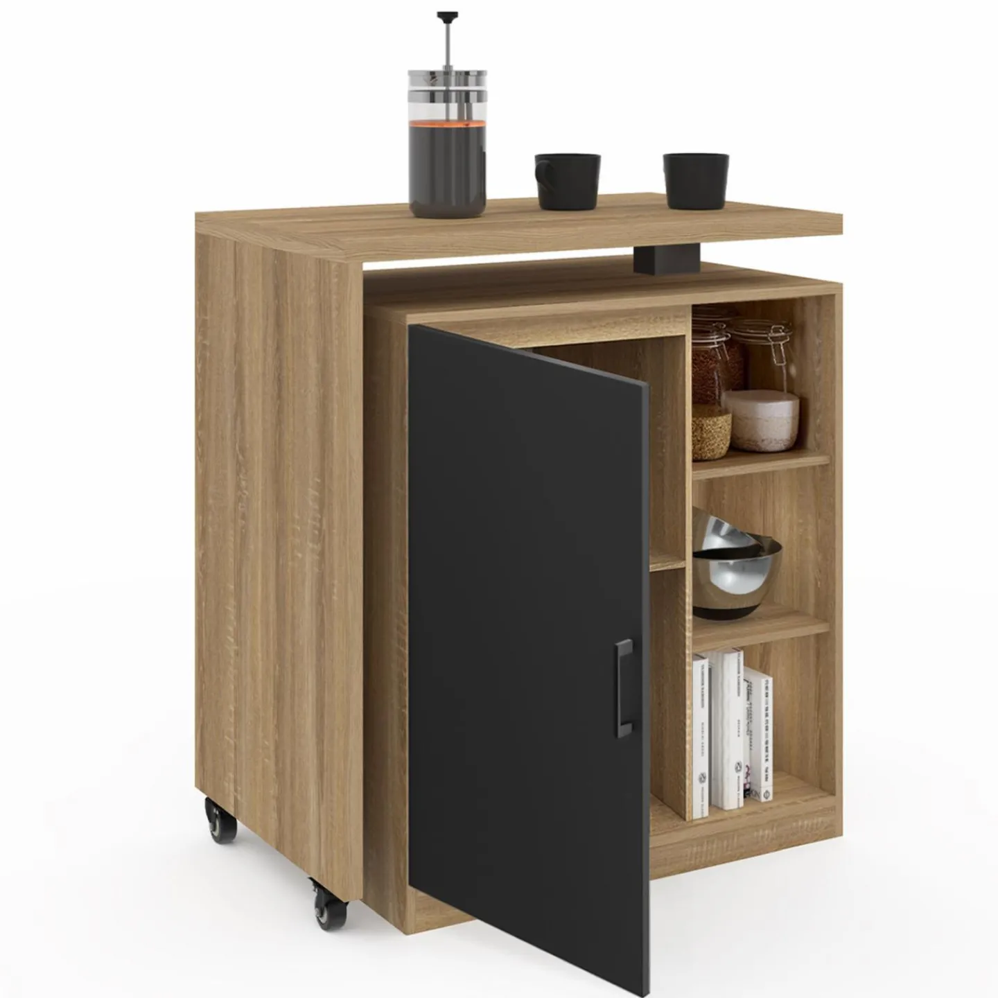 Ilot central pivotant imitation hêtre porte noire*IDMarket Sale