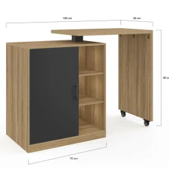 Ilot central pivotant imitation hêtre porte noire*IDMarket Sale