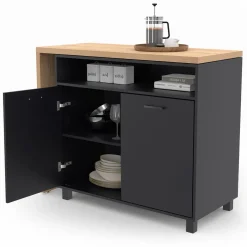 Ilot central rotatif noir et imitation hêtre*IDMarket Sale