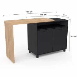 Ilot central rotatif noir et imitation hêtre*IDMarket Sale