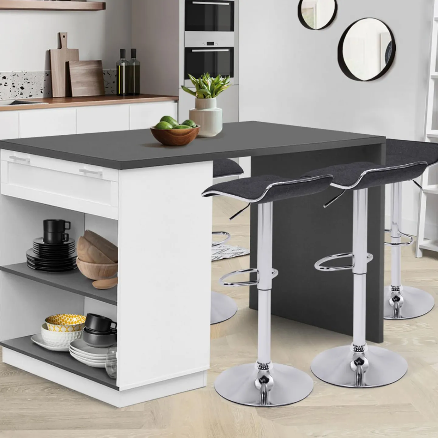 Ilot mange debout blanc et gris 130 cm*IDMarket Clearance