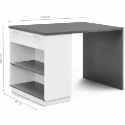 Ilot mange debout blanc et gris 130 cm*IDMarket Clearance