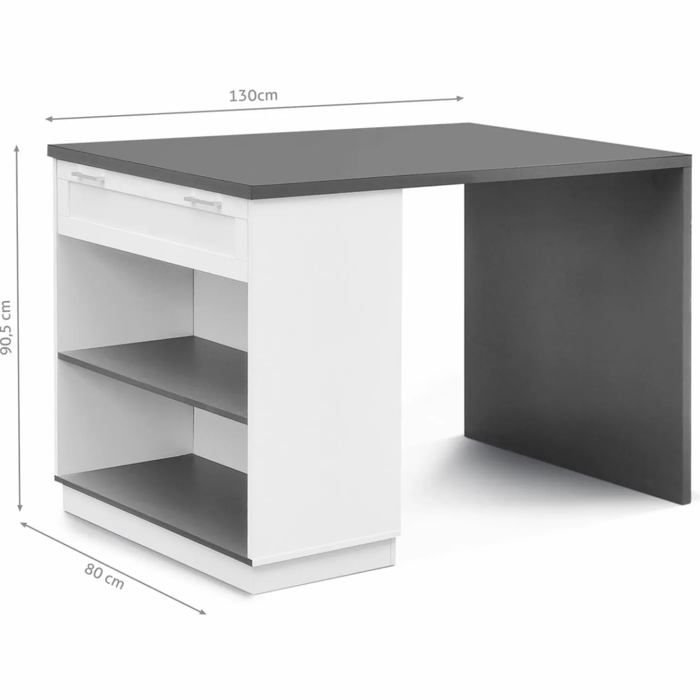 Ilot mange debout blanc et gris 130 cm*IDMarket Clearance