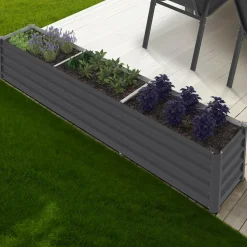 Jardinière en métal rectangulaire avec lit surélevé de 240 x 40 x 45 cm*IDMarket Online